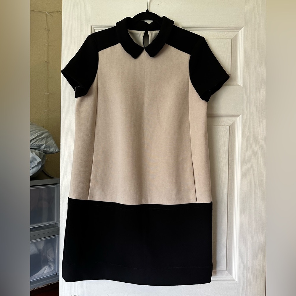 Kate Spade Black and Cream Color block Mini Dress With Side Pockets Sz 8